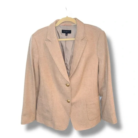 TALBOTS Classic Shetland Blazer - Bicolor Herringbone Oatmeal Women’s 18 - Picture 6 of 14
